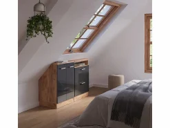 Vicco Conjunto de armarios para techo inclinado antracita brillo intenso/roble dorado eléctrico 120x46x81.6 rion