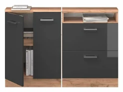 Vicco Conjunto de armarios para techo inclinado antracita brillo intenso/roble dorado eléctrico 120x46x81.6 rion