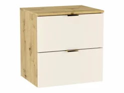 Conjunto de baño 60 cm Cashmere / Roble Nogal Armario con encimera + Columna Orio Conjunto De Baño