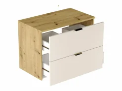 Conjunto de baño 80 cm Cashmere / Roble Nogal Armario con encimera + Columna Orio