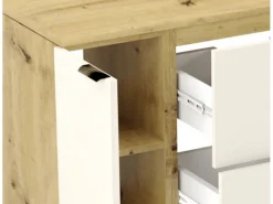 Hot Conjunto de baño 120 cm Cashmere / Roble Nogal Armario con encimera + Columna Orio Beige