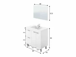 Conjunto de baño Aktiva con espejo y lavabo 80 cm Blanco