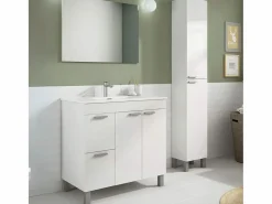 Conjunto de baño Aktiva con espejo y lavabo 80 cm Blanco