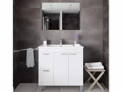 Conjunto de baño Aktiva con espejo y lavabo 80 cm Blanco