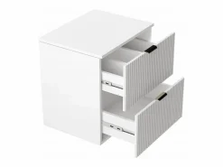Conjunto de baño 80 cm Armario Encimera Columna Frentes ranurados Blanco