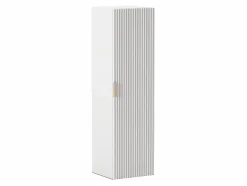 Conjunto de baño 80 cm Armario Encimera Columna Frentes ranurados Blanco