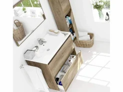 Sale Conjunto de baño Dakota lavabo + mueble de lavabo + espejo nordik Color natural oscuro