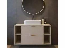 Best Conjunto de baño de cachemira 100 cm Armario con encimera y estanterías Orio Beige