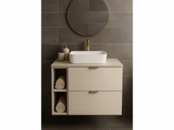 Discount Conjunto de baño de cachemira de 80 cm. Armario con encimera y estantería Orio. Mueble De Lavabo