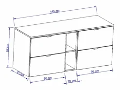 Online Conjunto de baño de cachemira 140 cm Armario con encimera y estantería Orio Mueble De Lavabo