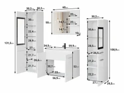 Sale Conjunto de baño, muebles suspendidos con lavabo, 2 columnas y espejo con estantes, san remo mate Color natural claro