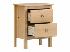 Conjunto de cabecero de 155x45cm y Dos mesitas de Noche de 2 cajones en Madera Maciza en color Miel-Roble