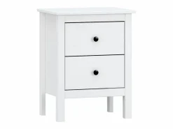 Hot Conjunto de cabecero de 155x45cm y Dos mesitas de Noche de 2 cajones en Madera Maciza en color Blanco