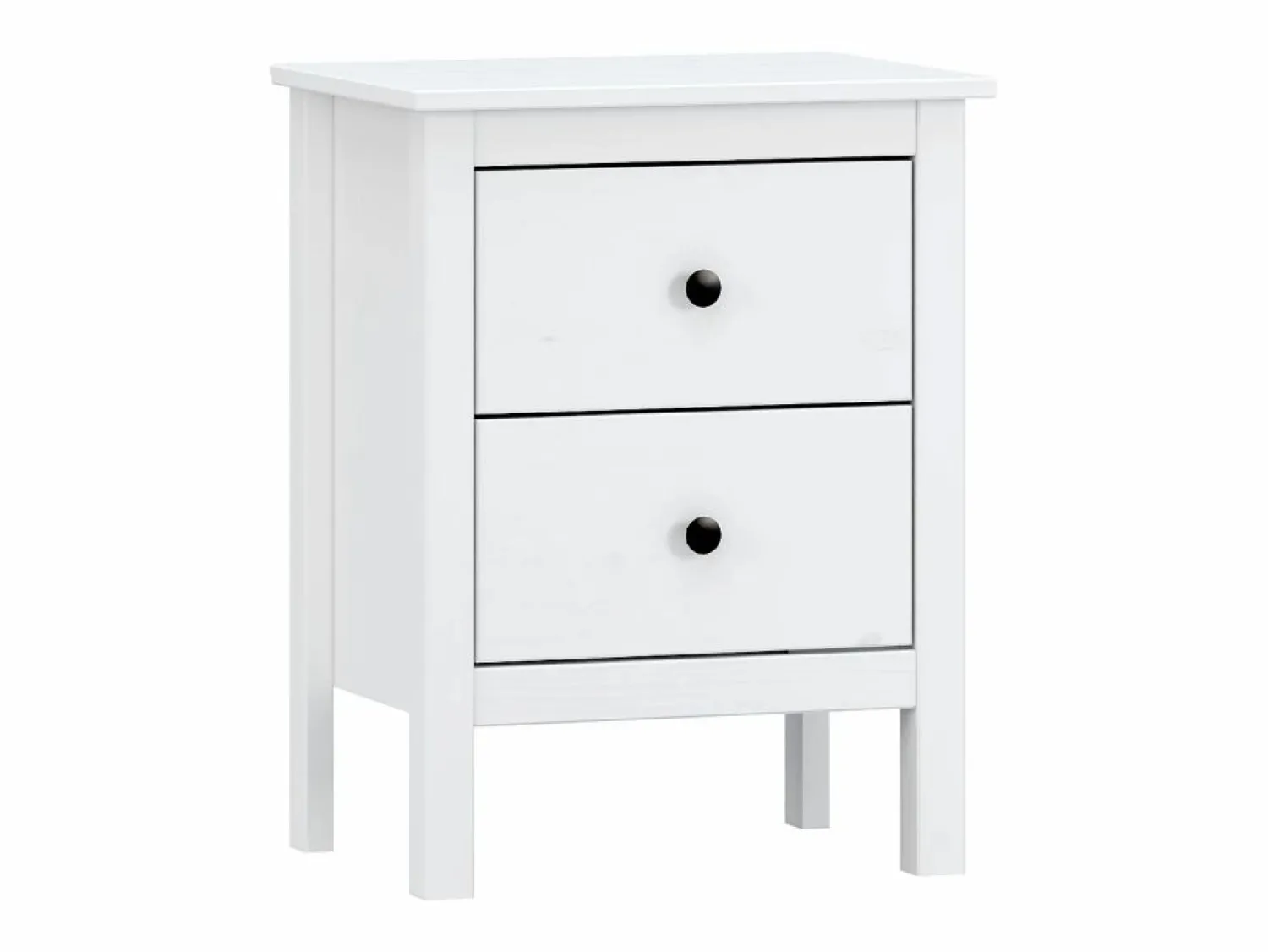Hot Conjunto de cabecero de 155x45cm y Dos mesitas de Noche de 2 cajones en Madera Maciza en color Blanco