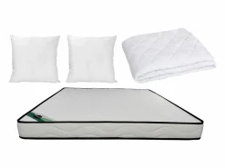 Sale NATUREA Conjunto de cama 140 x 190 cm colchón de espuma + edredón + 2 almohadas - KANANI de Blanco