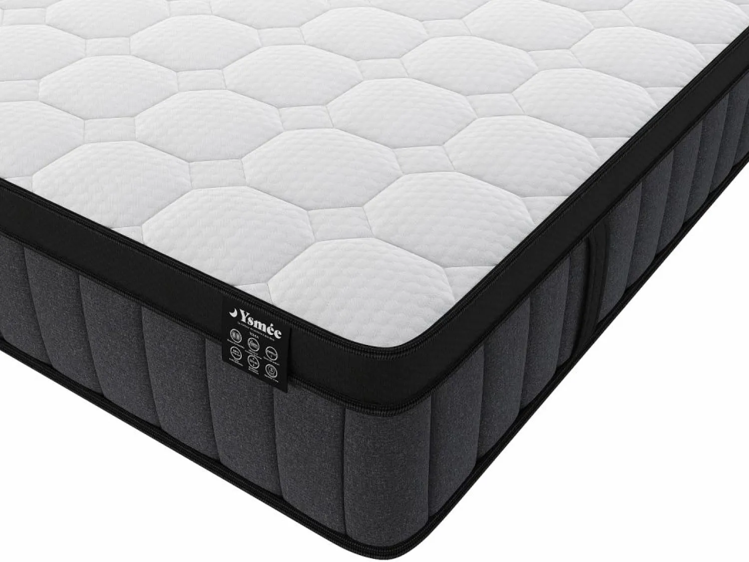 Outlet Conjunto de canapé abatible de 160 x 200 cm colchón híbrido de muelles 7 zonas espuma viscoelástica 25 cm de grosor TOLCA YSMÉE Conjunto Colchón Y Somier