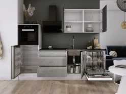 Conjunto de cocina: Blanco Mate, Brillo, dimensiones: ancho: 250 cm, alto: 220 cm, fondo: 60 cm Cocina Completa