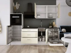 Discount Conjunto de cocina: Blanco Mate, Brillo, dimensiones: largo: 250 cm, alto: 220 cm, fondo: 60 cm Cocina Completa