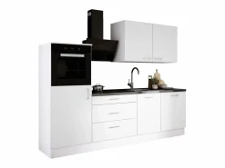 Sale Conjunto de cocina: Mate, dimensiones: largo: 250 cm, alto: 220 cm, fondo: 60 cm Blanco