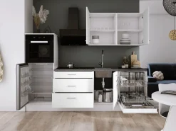 Sale Conjunto de cocina: Mate, dimensiones: largo: 250 cm, alto: 220 cm, fondo: 60 cm Blanco