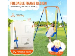 Discount Conjunto de Columpios 3 en 1 para Niños SucceBuy, Soporte Metálico Plegable, 4 Sacos de Arena para Patio, Carga 54,43 kg Columpio
