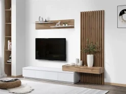 Online Conjunto de Comedor Con Mesa Tv y Panelado 250x200 cm - y Roble Mueble Tv