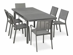 Discount Dcb Garden Conjunto de comedor de 6 plazas en aluminio Gris antracita