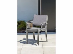 Discount Dcb Garden Conjunto de comedor de 6 plazas en aluminio Gris antracita