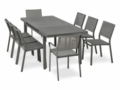 Dcb Garden Conjunto de comedor de 8 plazas en aluminio