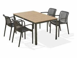 Dcb Garden Conjunto de comedor de jardín 4 plazas de aluminio