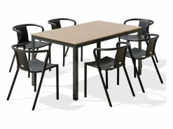 Outlet Dcb Garden Conjunto de comedor de jardín 6 plazas de aluminio Gris antracita
