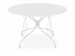 New Conjunto de comedor de jardín de metal forjado GUERMANTE by con mesa redonda y 4 sillas blancas Comedores De Jardín