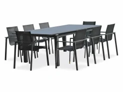 Dcb Garden Conjunto de comedor de jardín 8 plazas de aluminio Gris antracita