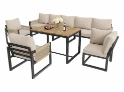 ModernLuxe Conjunto de comedor de jardín para 7 - 8 personas - sofá de esquina - 2 butacas - 1 mesa -