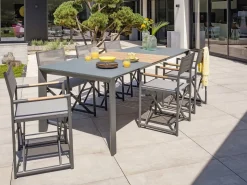 New Paris Garden Conjunto de comedor de jardín 6 plazas de aluminio Gris antracita