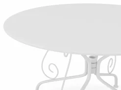 Discount MYLIA Conjunto de comedor de jardín en metal forjado con mesa redonda y 4 sillones s GUERMANTES Blanco