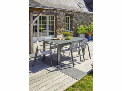 Dcb Garden Conjunto de comedor de jardín 6 plazas de aluminio