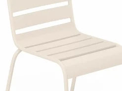 MYLIA Conjunto de comedor jardín de metal - una mesa de D.110cm y 4 sillas apilables - MIRMANDE