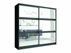 Clearance Conjunto de dormitorio NOFI - Cama de 140x200 cm con somier, 2 cajones, mesitas de noche, armario y cómoda - gris grafito Dormitorio Completo
