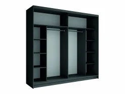 Clearance Conjunto de dormitorio NOFI - Cama de 140x200 cm con somier, 2 cajones, mesitas de noche, armario y cómoda - gris grafito Dormitorio Completo