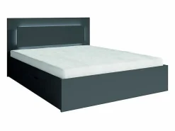 Clearance Conjunto de dormitorio NOFI - Cama de 140x200 cm con somier, 2 cajones, mesitas de noche, armario y cómoda - gris grafito Dormitorio Completo
