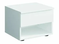 Meublorama Conjunto de dormitorio NOFI - Cama 140x200 cm con somier, 2 cajones, mesitas de noche, armario y cómoda -