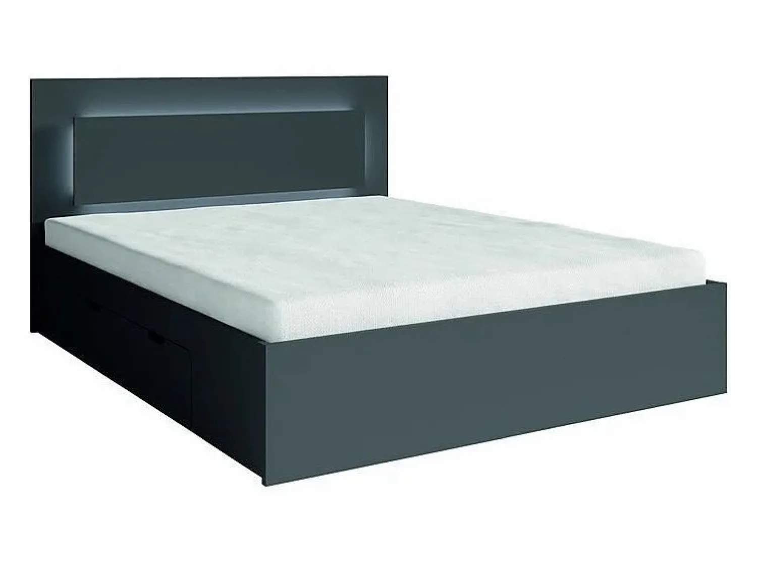 Conjunto de dormitorio NOFI - Cama de 160x200 cm con somier, 2 cajones, mesitas de noche, armario y cómoda - gris grafito Dormitorio Completo