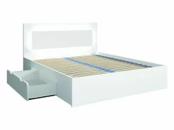 Meublorama Conjunto de dormitorio NOFI - Cama 180x200 cm con somier, 2 cajones, mesitas de noche, armario y cómoda -