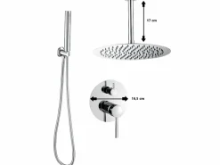 Clearance MIRLO Conjunto de ducha empotrada techo monomando SLIGO Ø 25cm Cromado Plateado