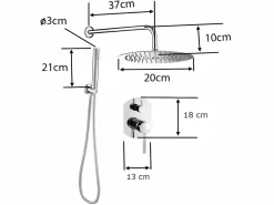 Online Valaz Conjunto de ducha empotrada monomando redonda NALA cromada Ø 20cm Cromado Plateado