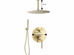 MIRLO Conjunto de ducha empotrada techo monomando SLIGO oro cepillado Ø 30cm