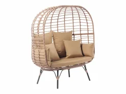 Discount Conjunto de exterior Jane - Sillón colgante de efecto ratán y reposapiés de gran tamaño con cojín Salones De Jardín