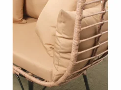 Discount Conjunto de exterior Jane - Sillón colgante de efecto ratán y reposapiés de gran tamaño con cojín Salones De Jardín