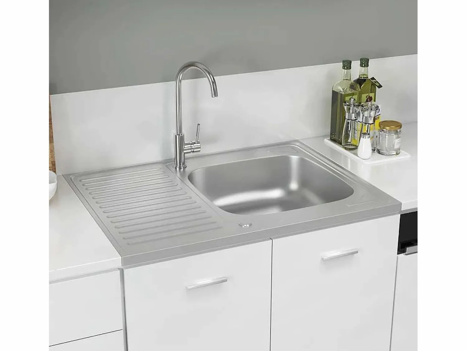 New Conjunto de fregadero y escurridor de cocina plata 800x600x155 mm acero inoxidable Fregadero